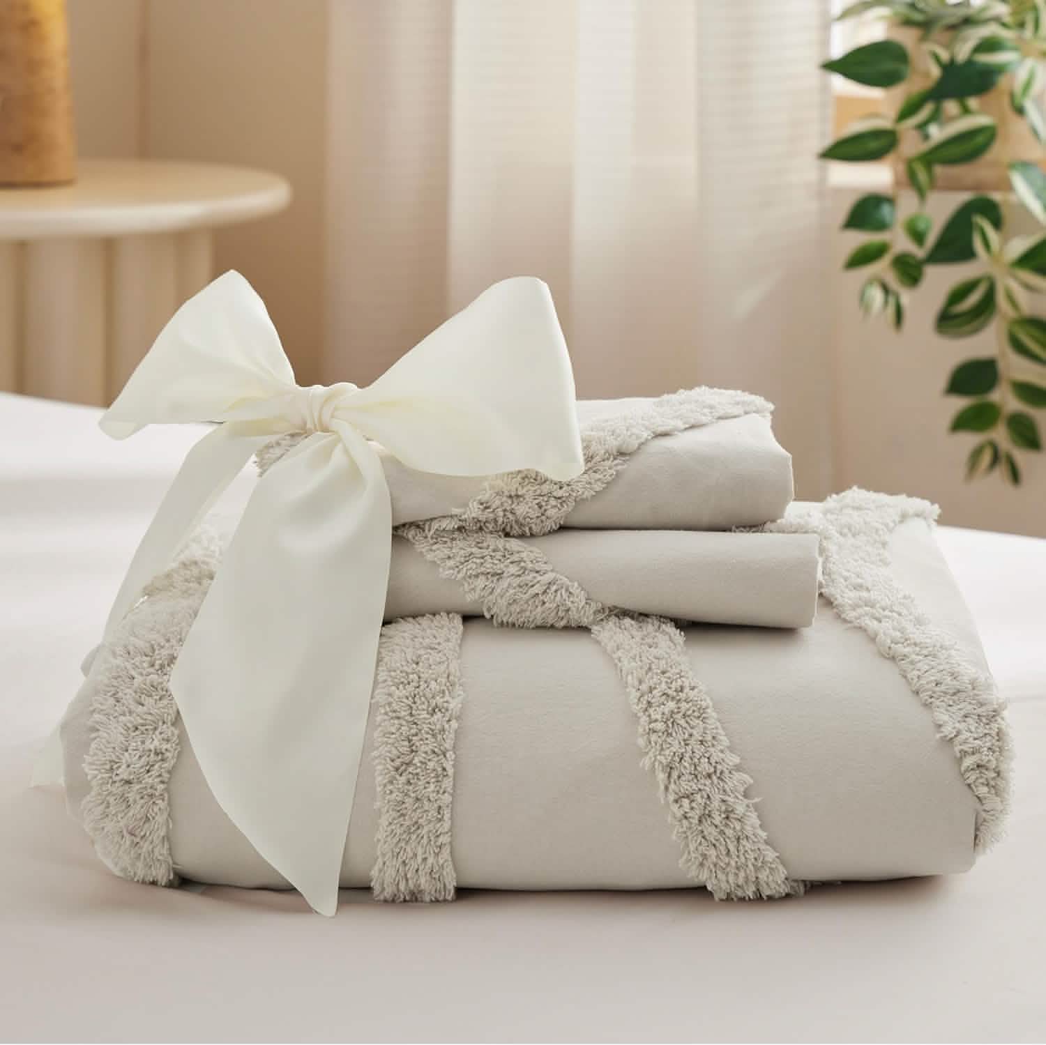 GentleSoft® 100% Cotton Tufted Duvet Cover Set