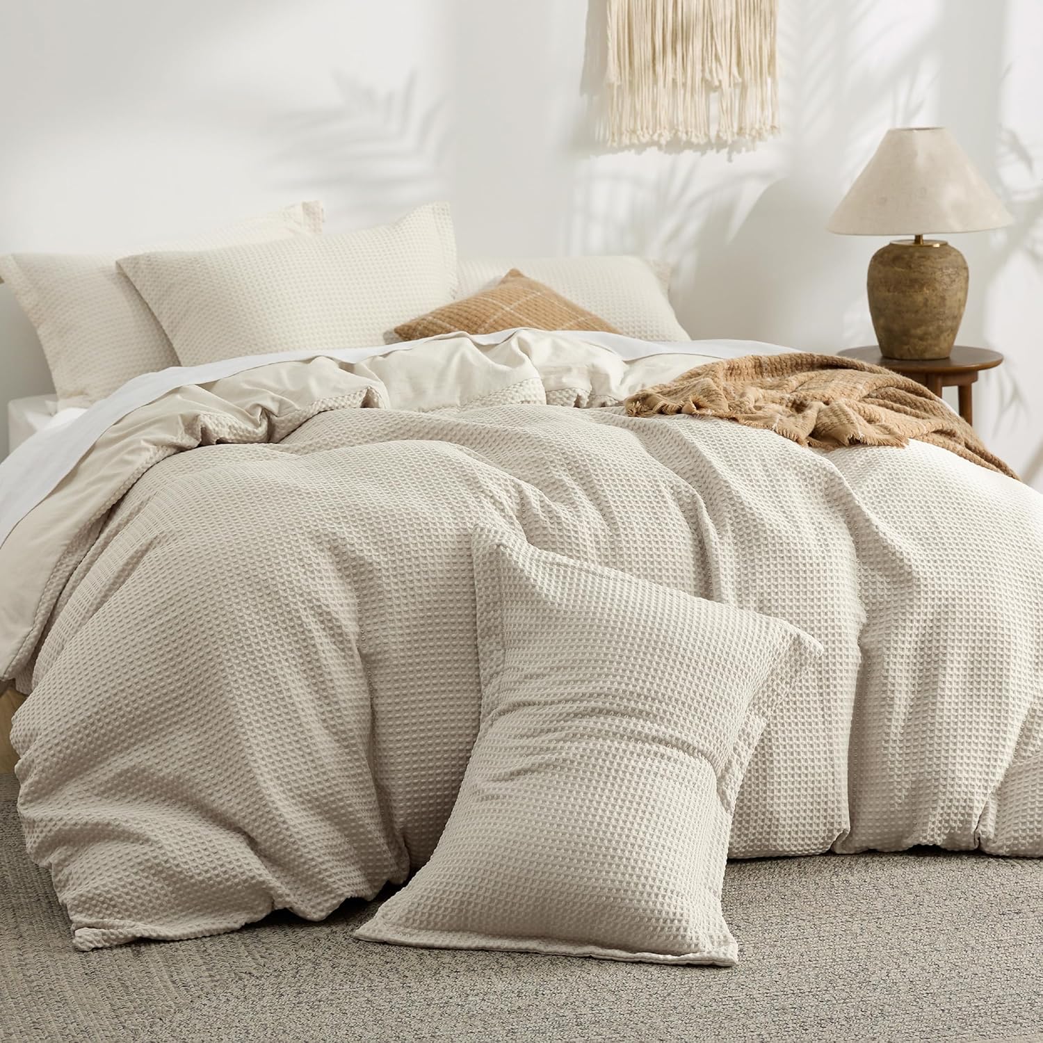 GentleSoft® Polyester Microfiber Waffle Duvet Weave Duvet Cover Set