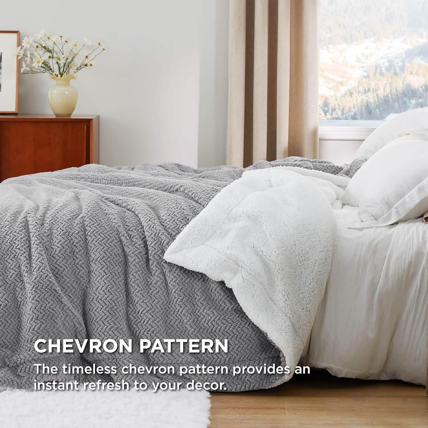 GentleSoft® Chevron Sherpa Fleece Blanket