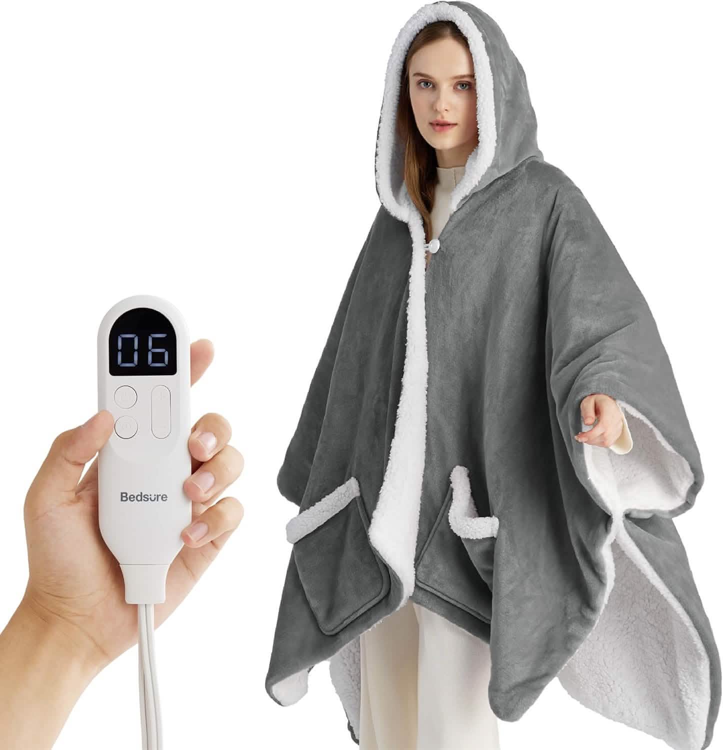 GentleSoft® Heated Sherpa Fleece Blanket Hoodie