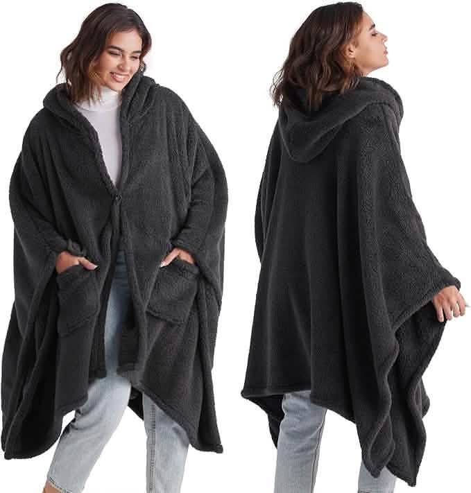 GentleSoft® Short Shaggy Shepa Hooded Wearable Blanket With Pockets