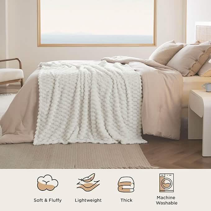 GentleSoft® Textured Bubble Flannel Fleece Blanket