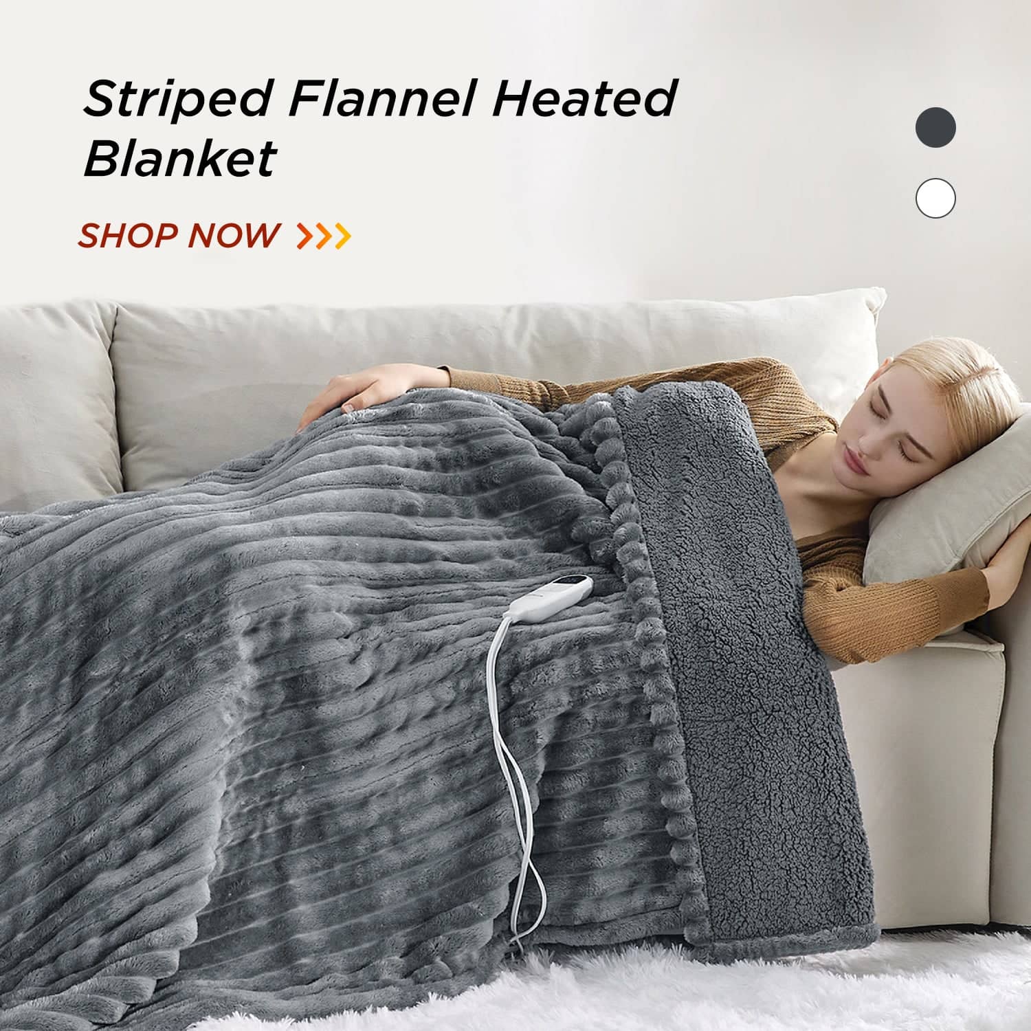GentleSoft® Striped Flannel Heated Blanket