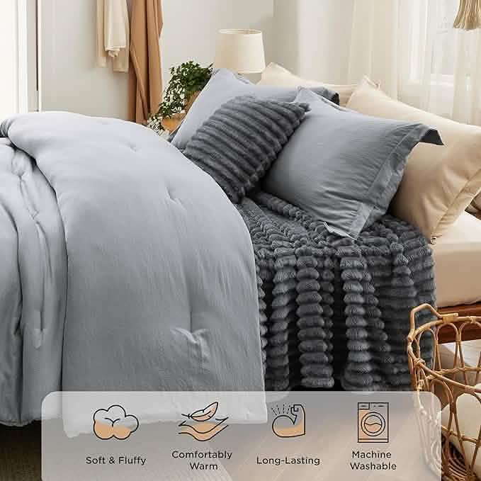 GentleSoft® Checkered Comforter Set Striped