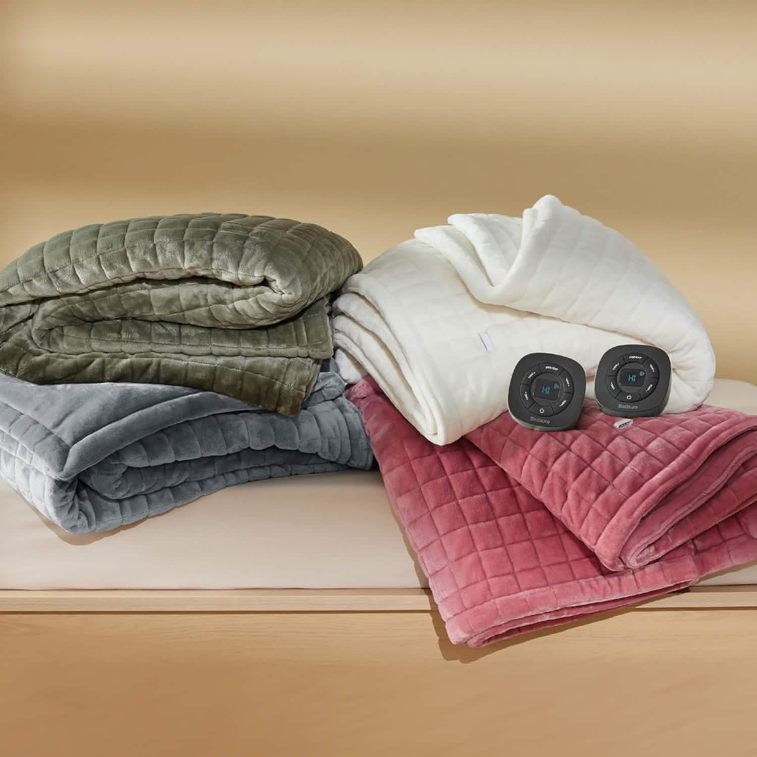 GentleSoft® Quilted Sherpa Fleece Heated Blanket Grid