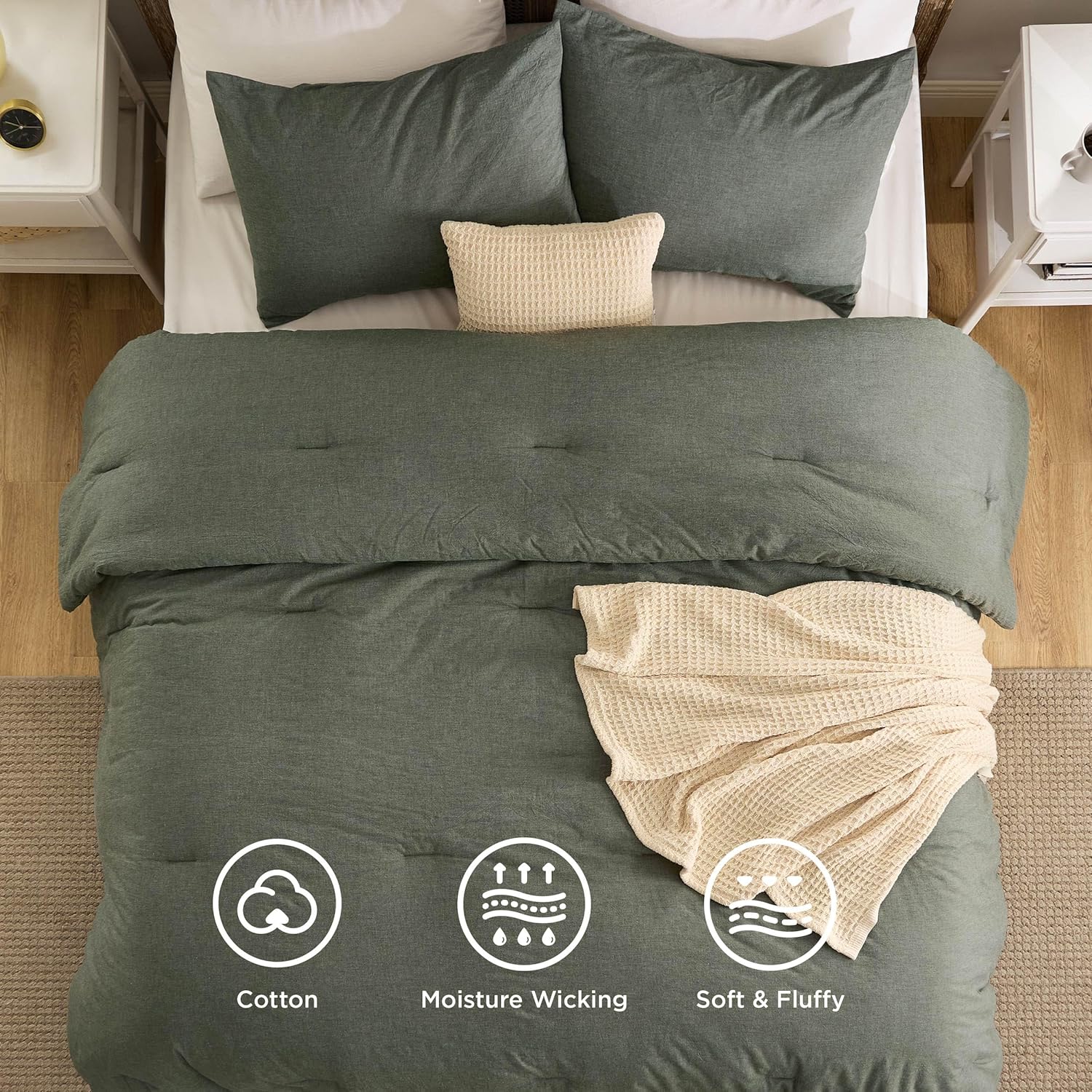 GentleSoft® 5 Piece Cotton Waffle Weave Bed-in-a-bag
