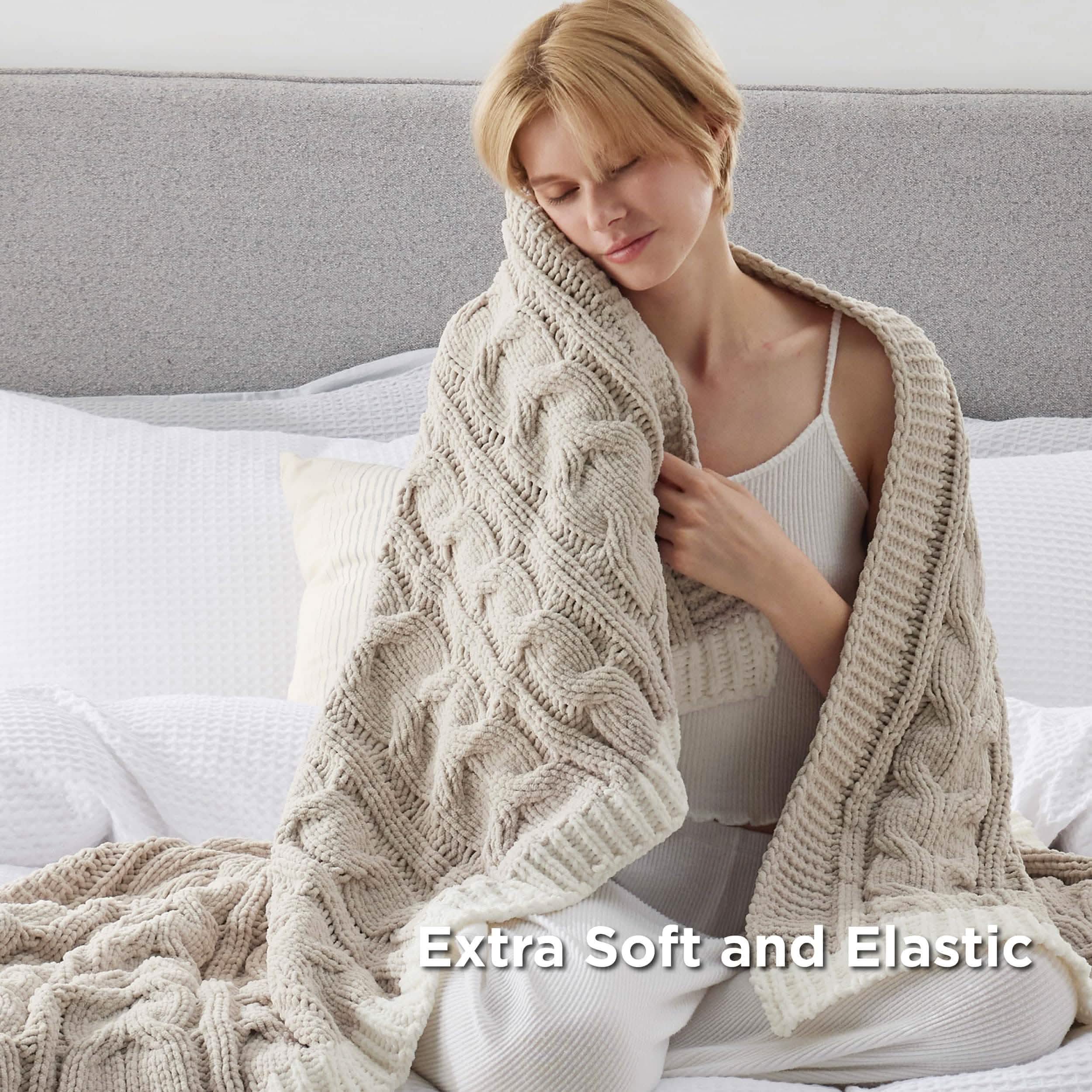 GentleSoft® Cable Chenille Chunky Knit Throw Blanket