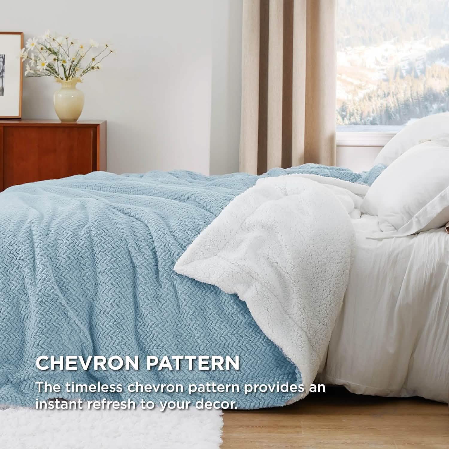 GentleSoft® Chevron Sherpa Fleece Blanket
