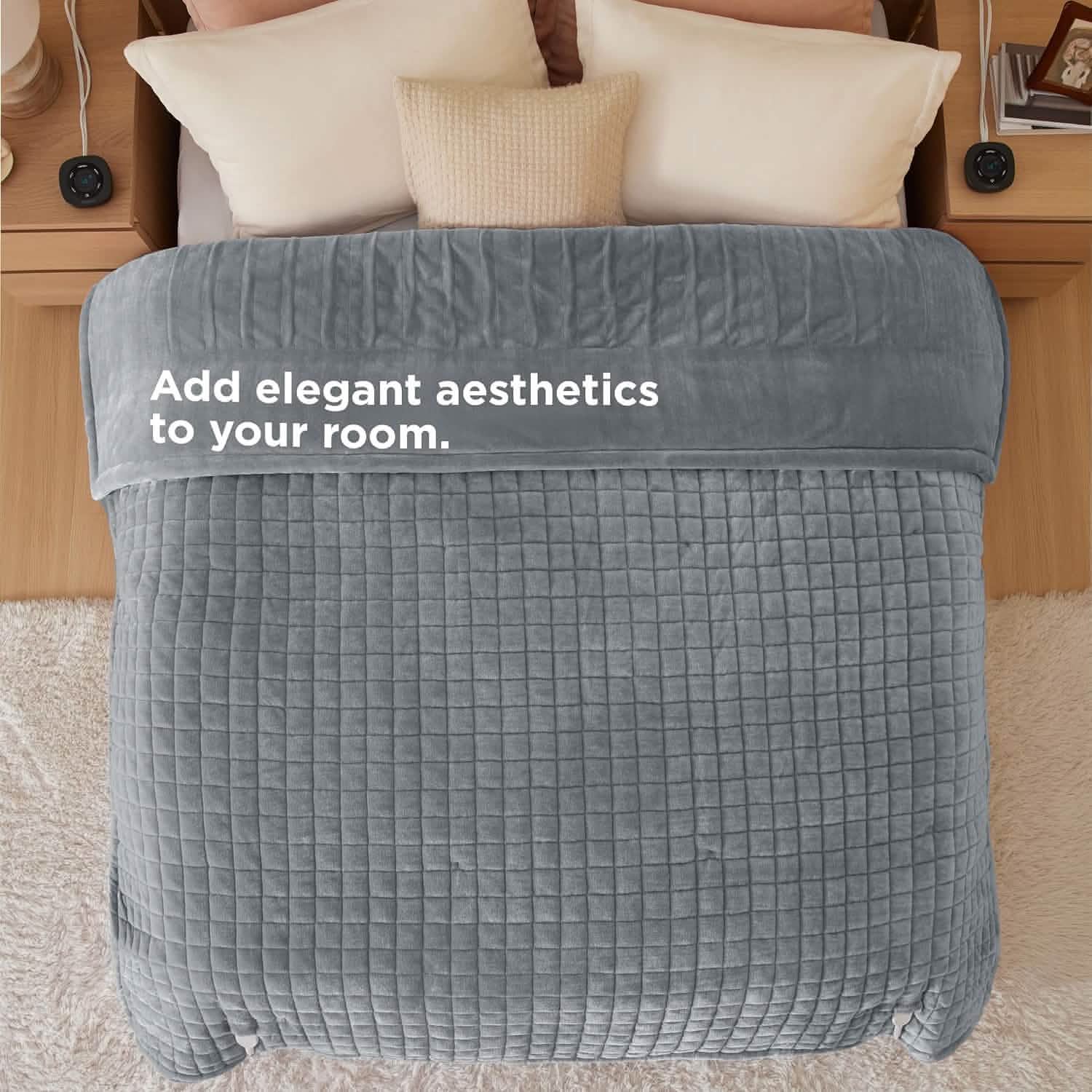 GentleSoft® Quilted Sherpa Fleece Heated Blanket Grid