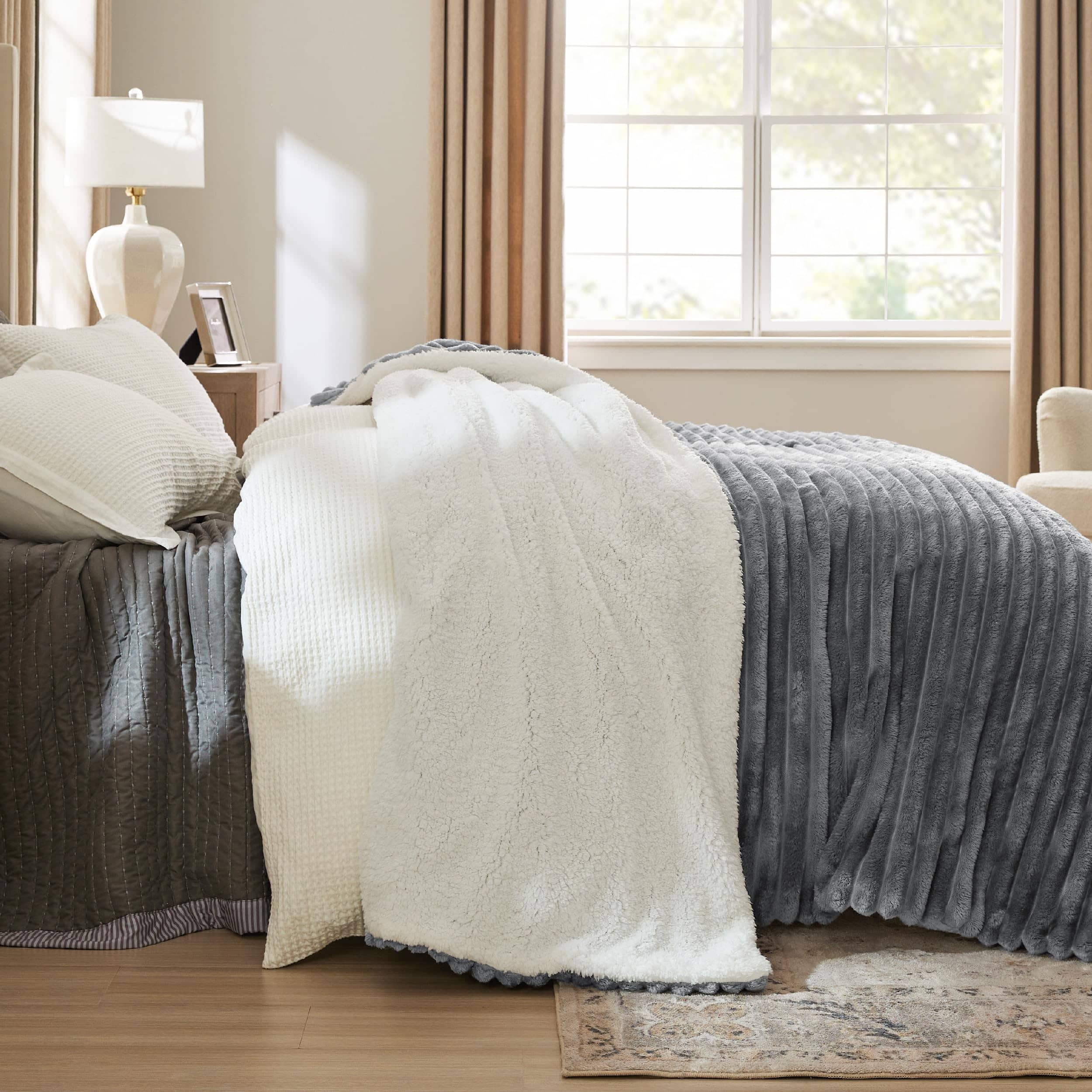 GentleSoft® Jacquard Stripes Shaggy Sherpa Blanket