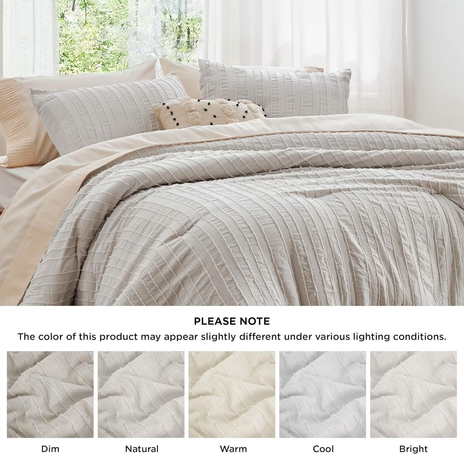 GentleSoft® Striped Tufted Embroidery Duvet Cover Set