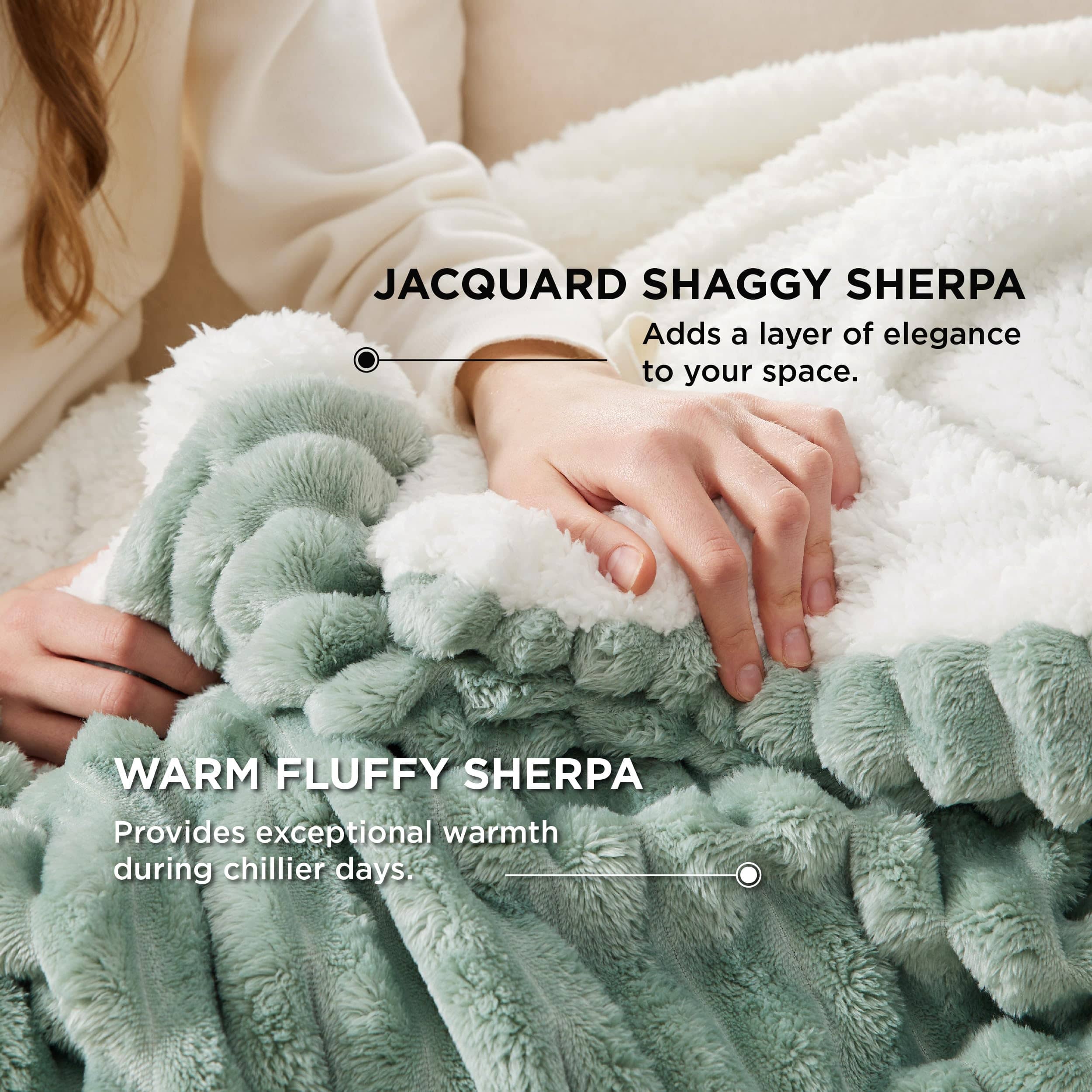 GentleSoft® Jacquard Stripes Shaggy Sherpa Blanket