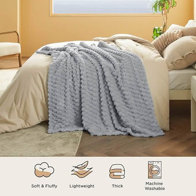 GentleSoft® Textured Bubble Flannel Fleece Blanket