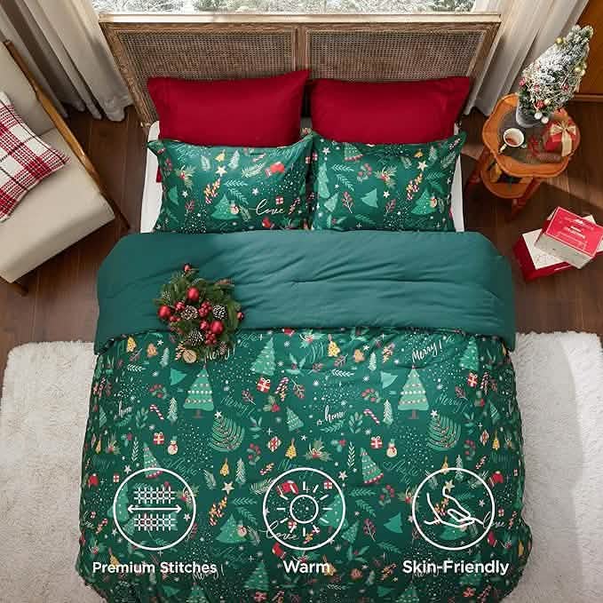 GentleSoft® Christmas Plaid Comforter Set Green