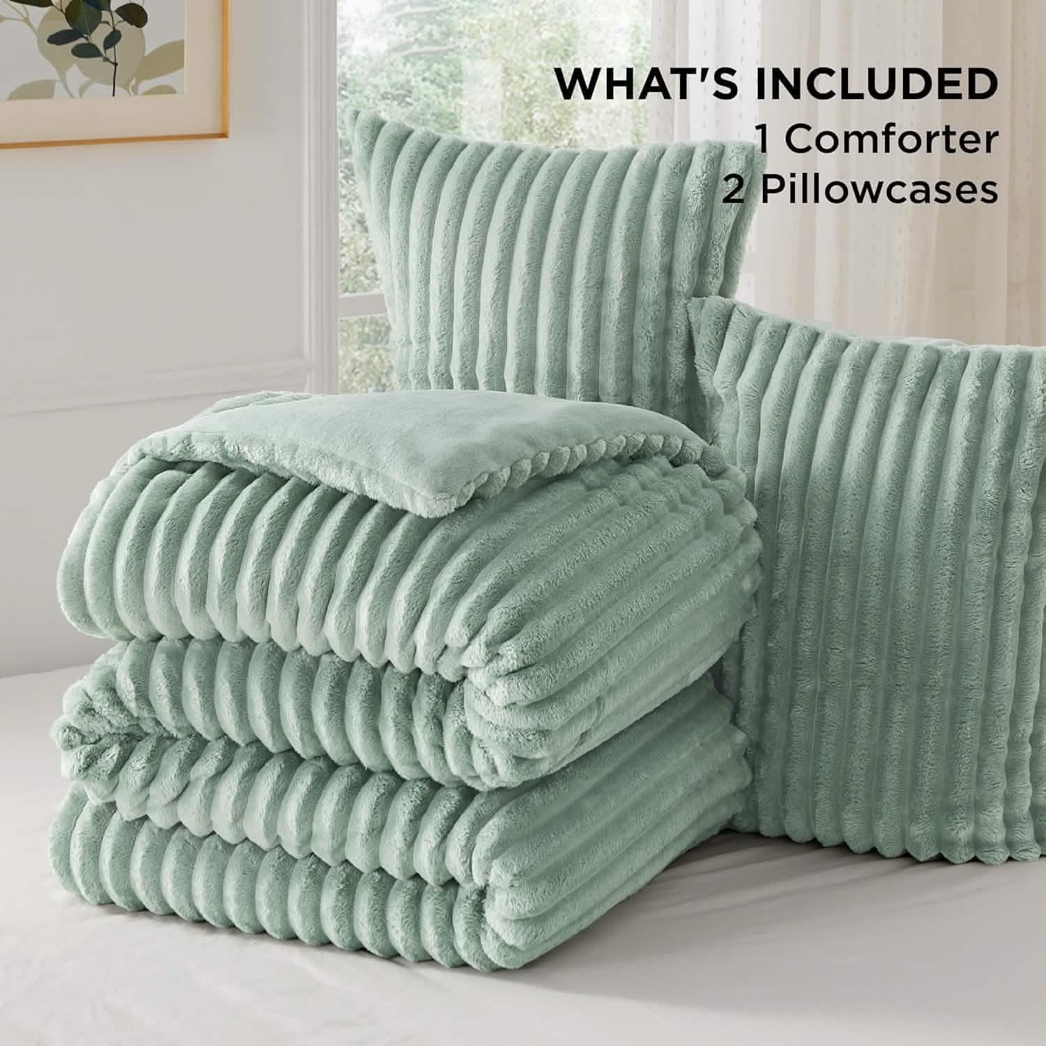 GentleSoft® Striped Flannel Comforter Set
