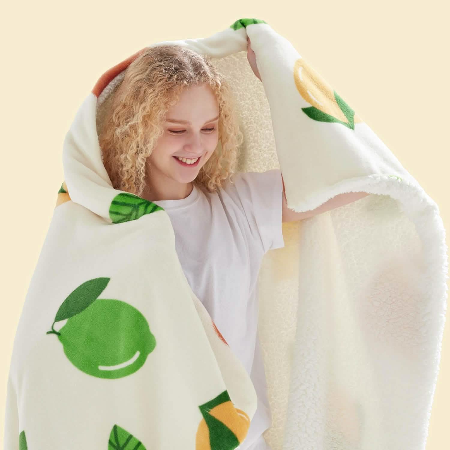 GentleSoft® Printed Throw Sherpa Blanket citrus