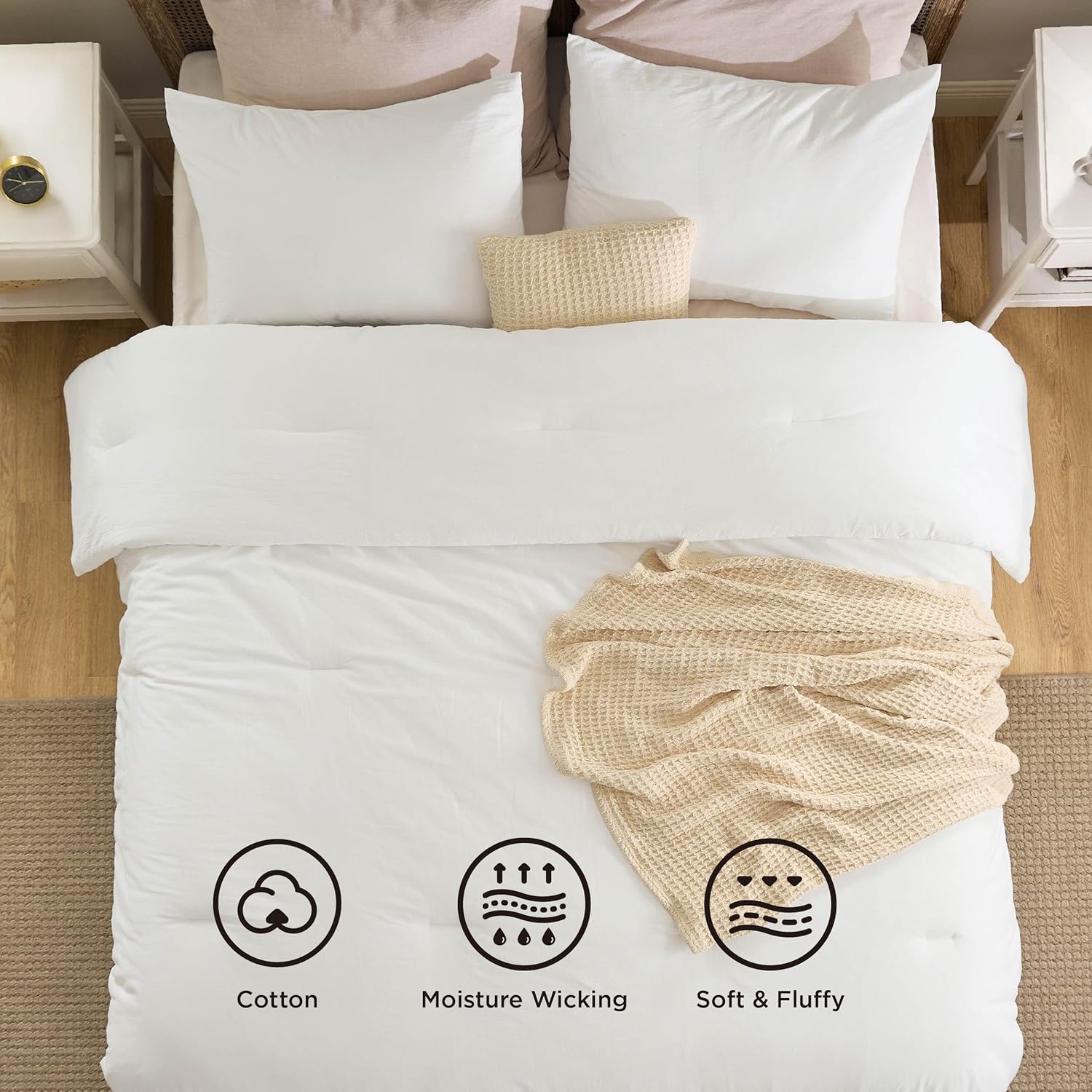 GentleSoft® 5 Piece Cotton Waffle Weave Bed-in-a-bag