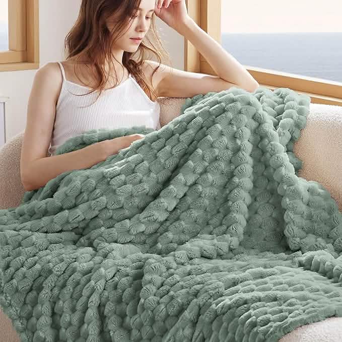 GentleSoft® Textured Bubble Flannel Fleece Blanket