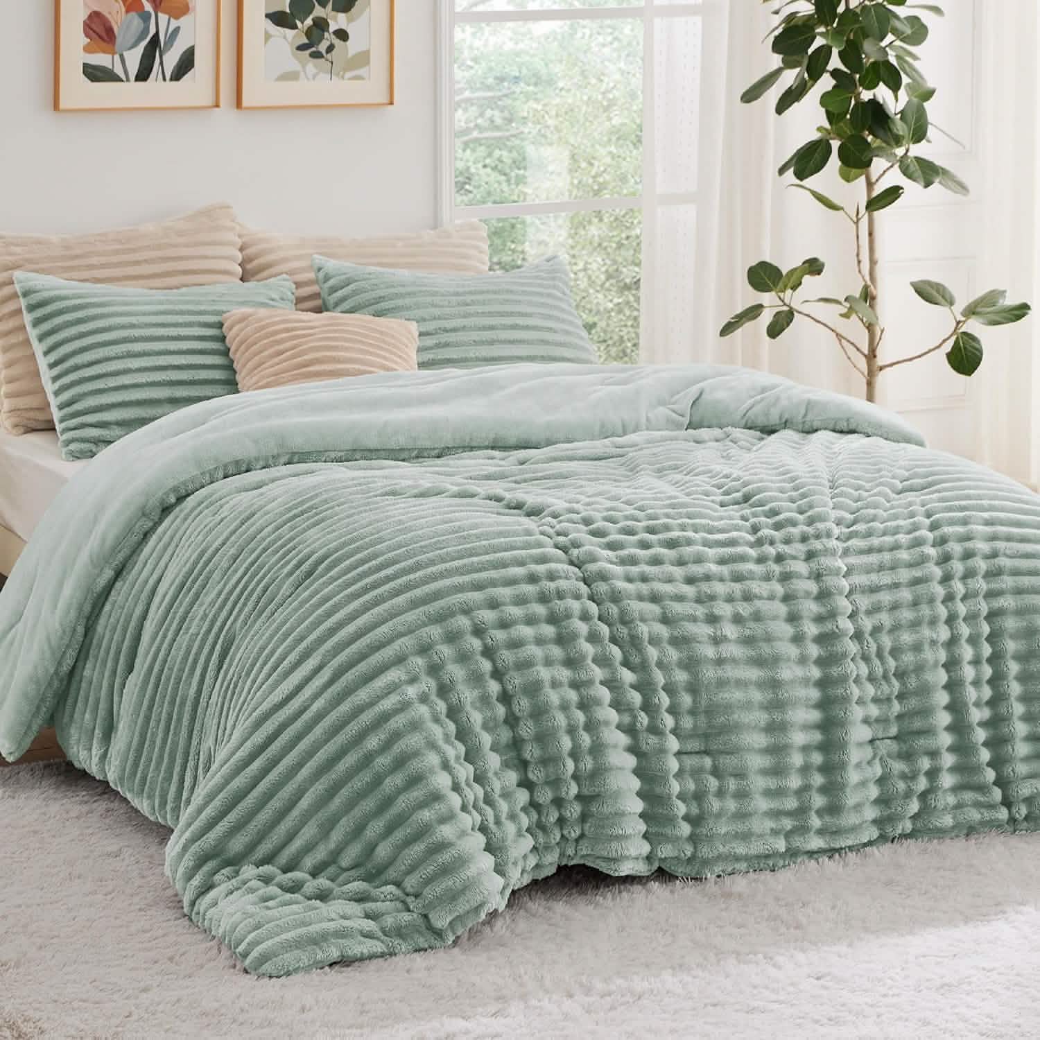 GentleSoft® Striped Flannel Comforter Set