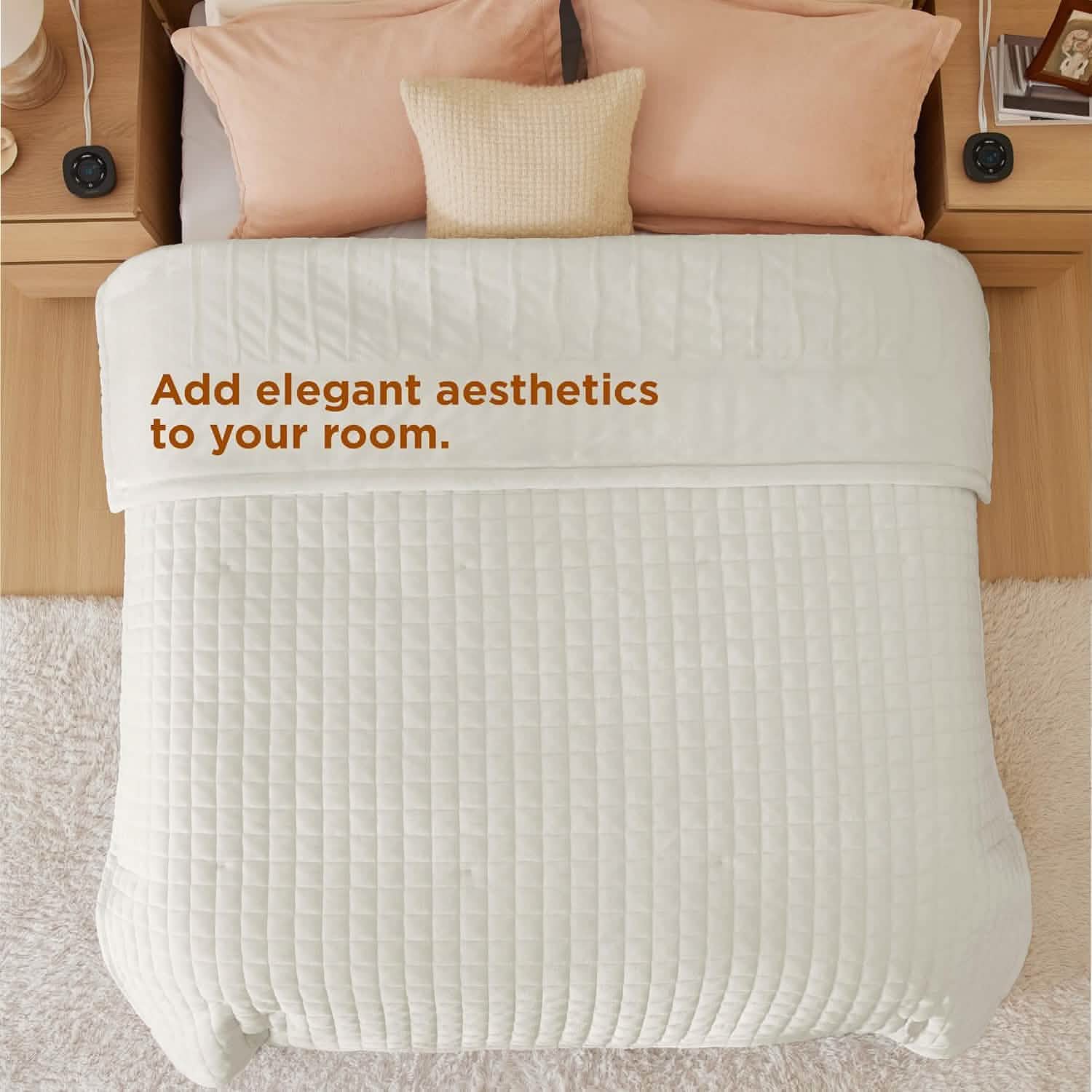 GentleSoft® Quilted Sherpa Fleece Heated Blanket Grid