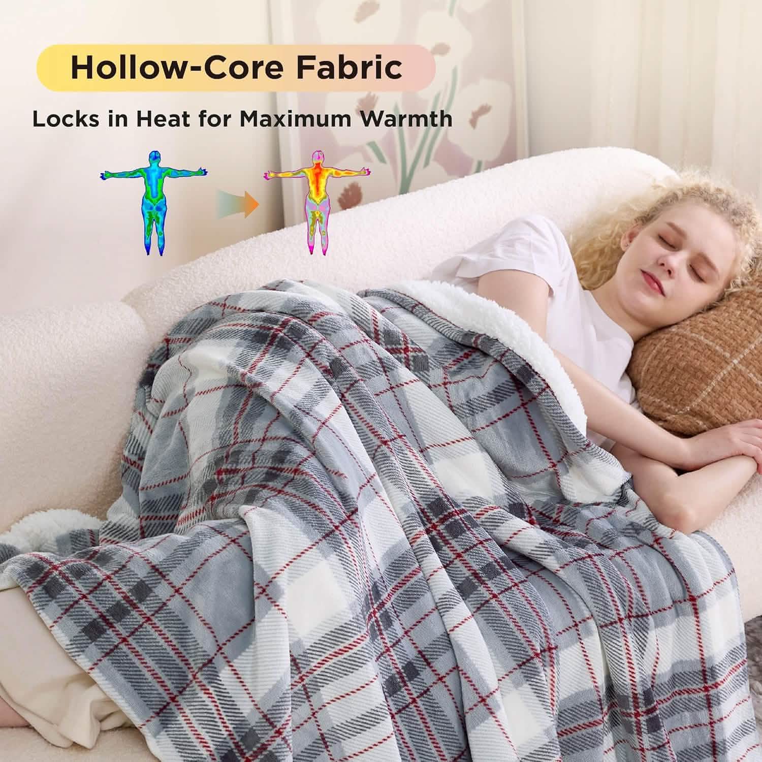 GentleSoft® Printed Throw Sherpa Blanket Grey