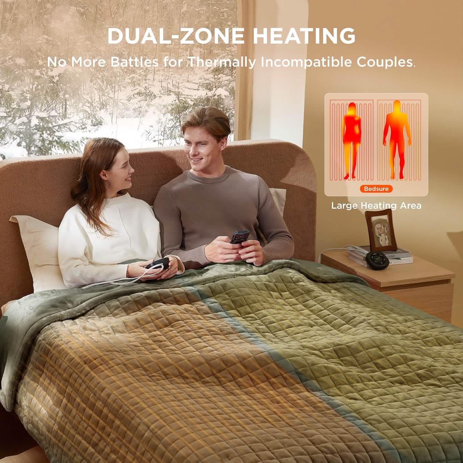 GentleSoft® Quilted Sherpa Fleece Heated Blanket Grid