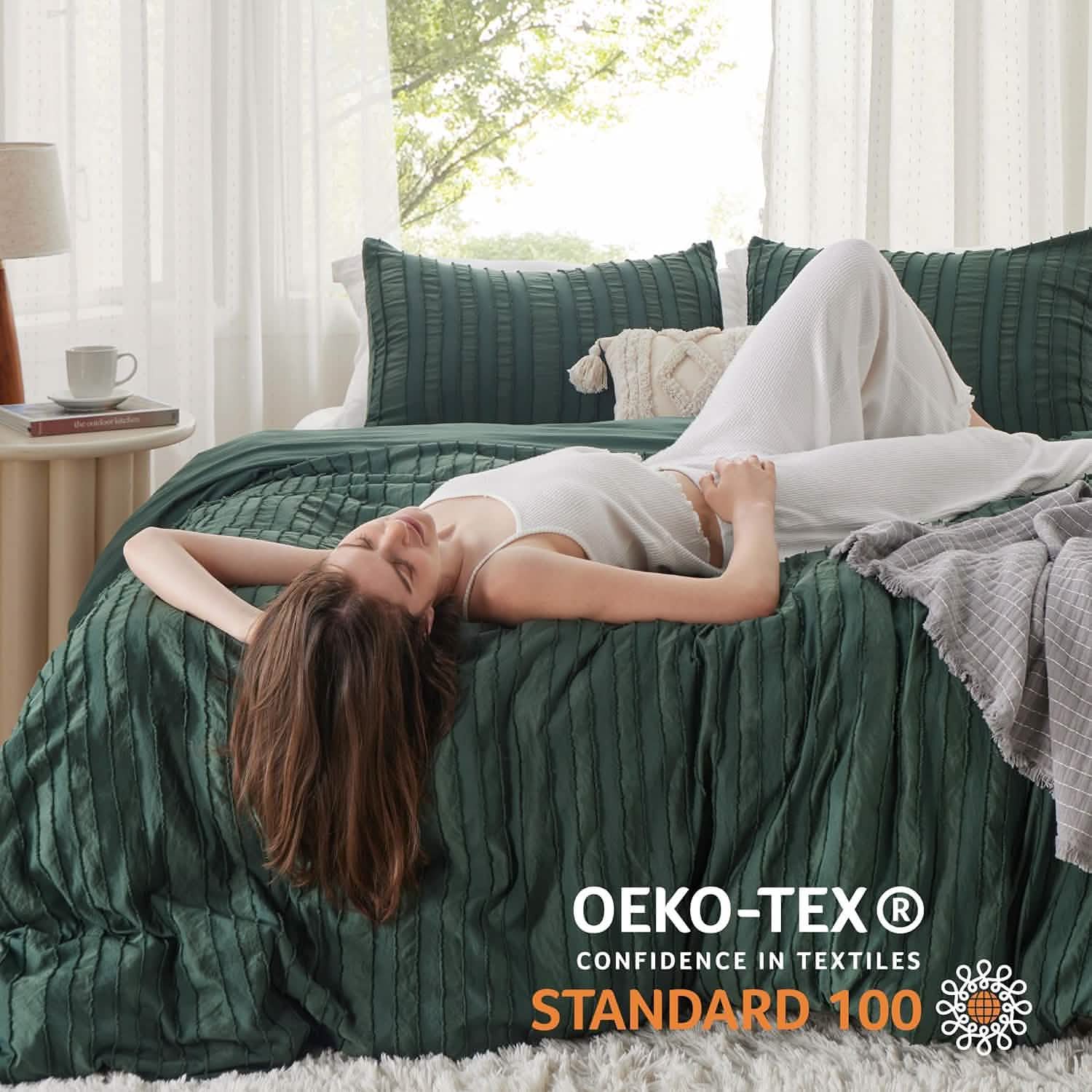 GentleSoft® Striped Tufted Embroidery Duvet Cover Set
