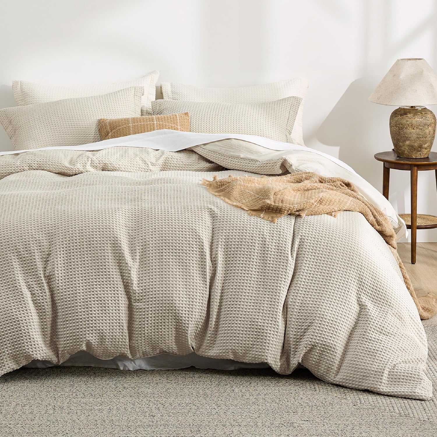 GentleSoft® Polyester Microfiber Waffle Duvet Weave Duvet Cover Set