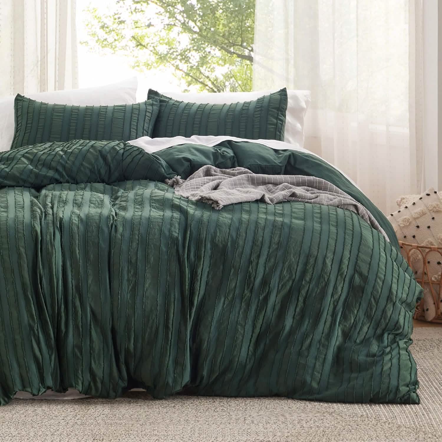 GentleSoft® Striped Tufted Embroidery Duvet Cover Set