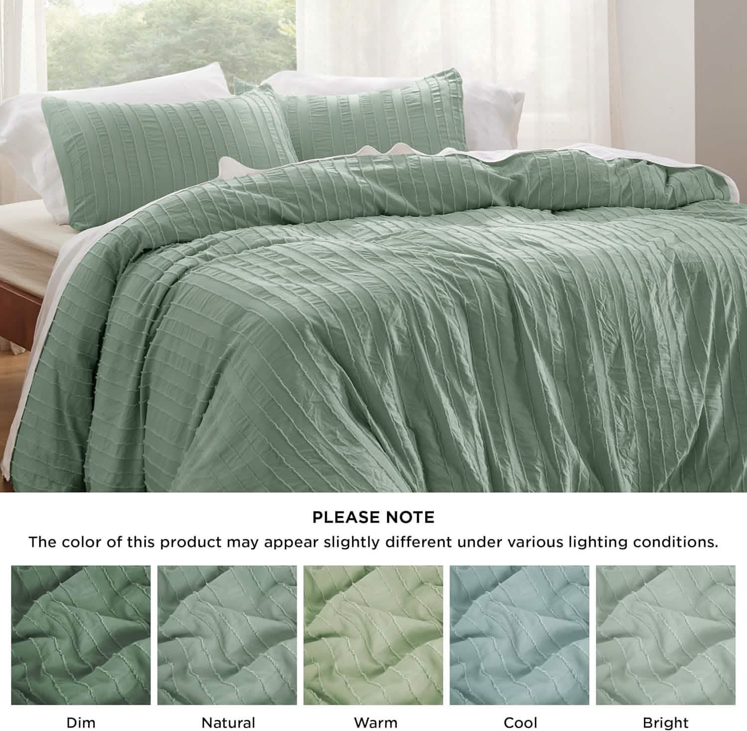 GentleSoft® Striped Tufted Embroidery Duvet Cover Set