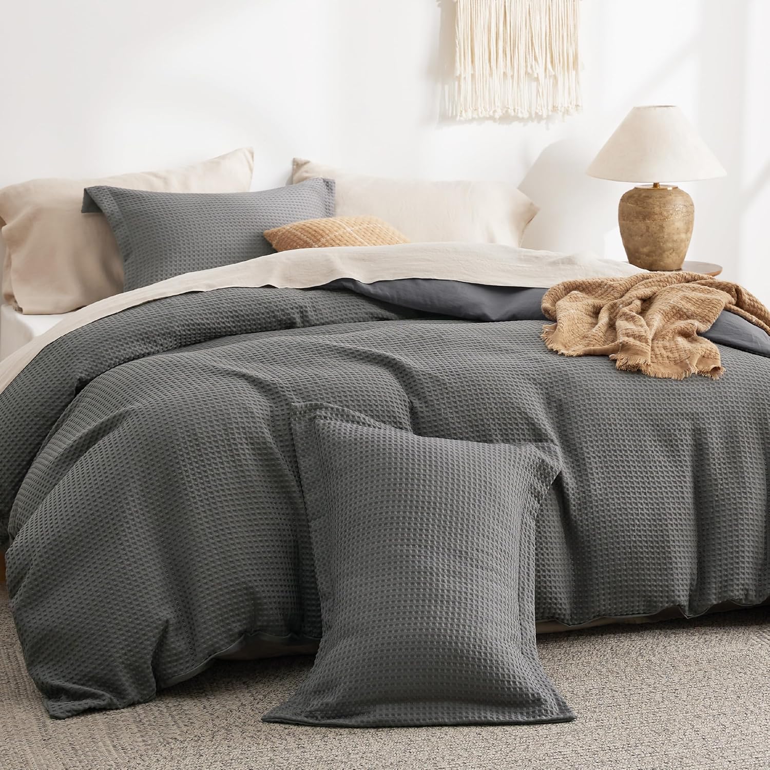 GentleSoft® Polyester Microfiber Waffle Duvet Weave Duvet Cover Set
