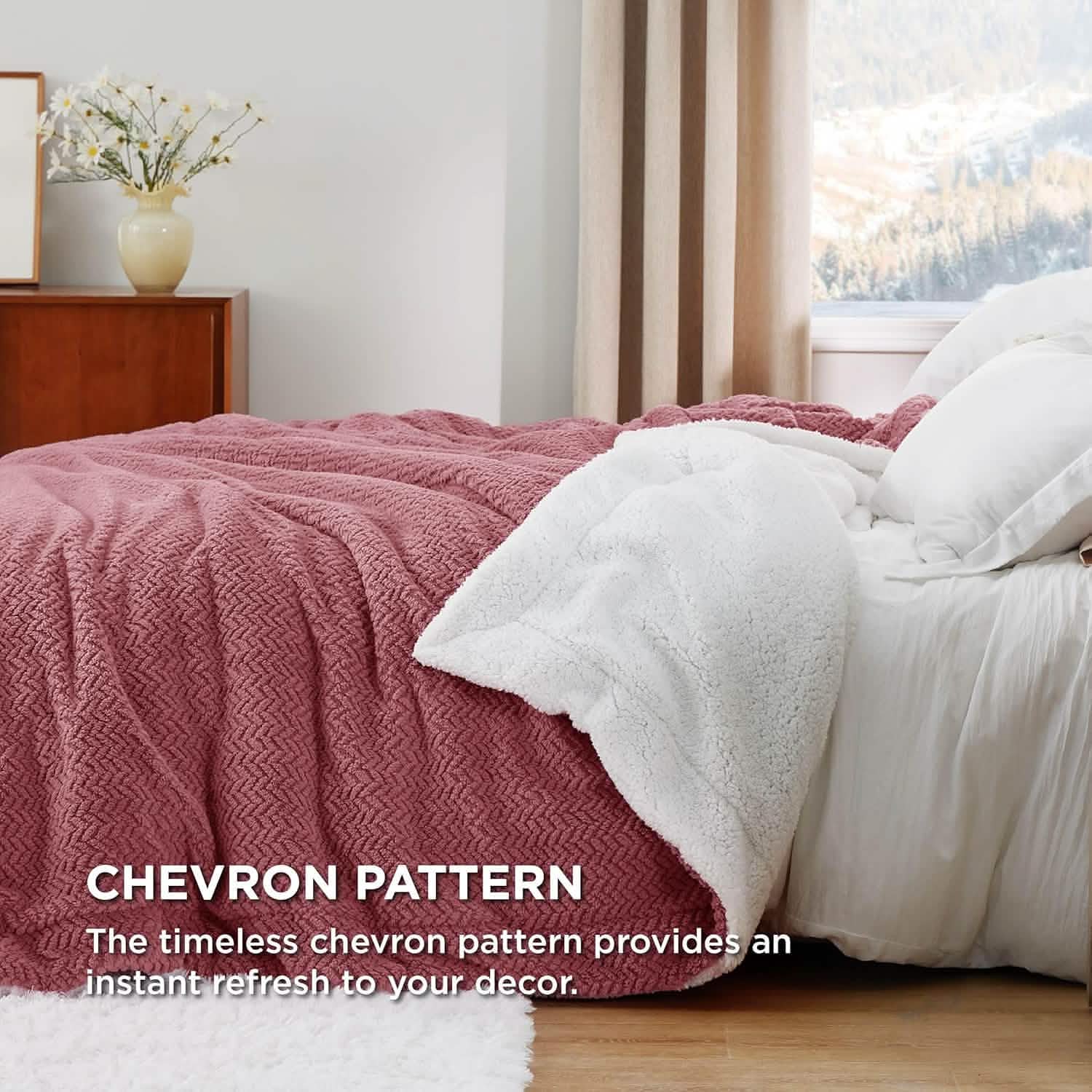 GentleSoft® Chevron Sherpa Fleece Blanket