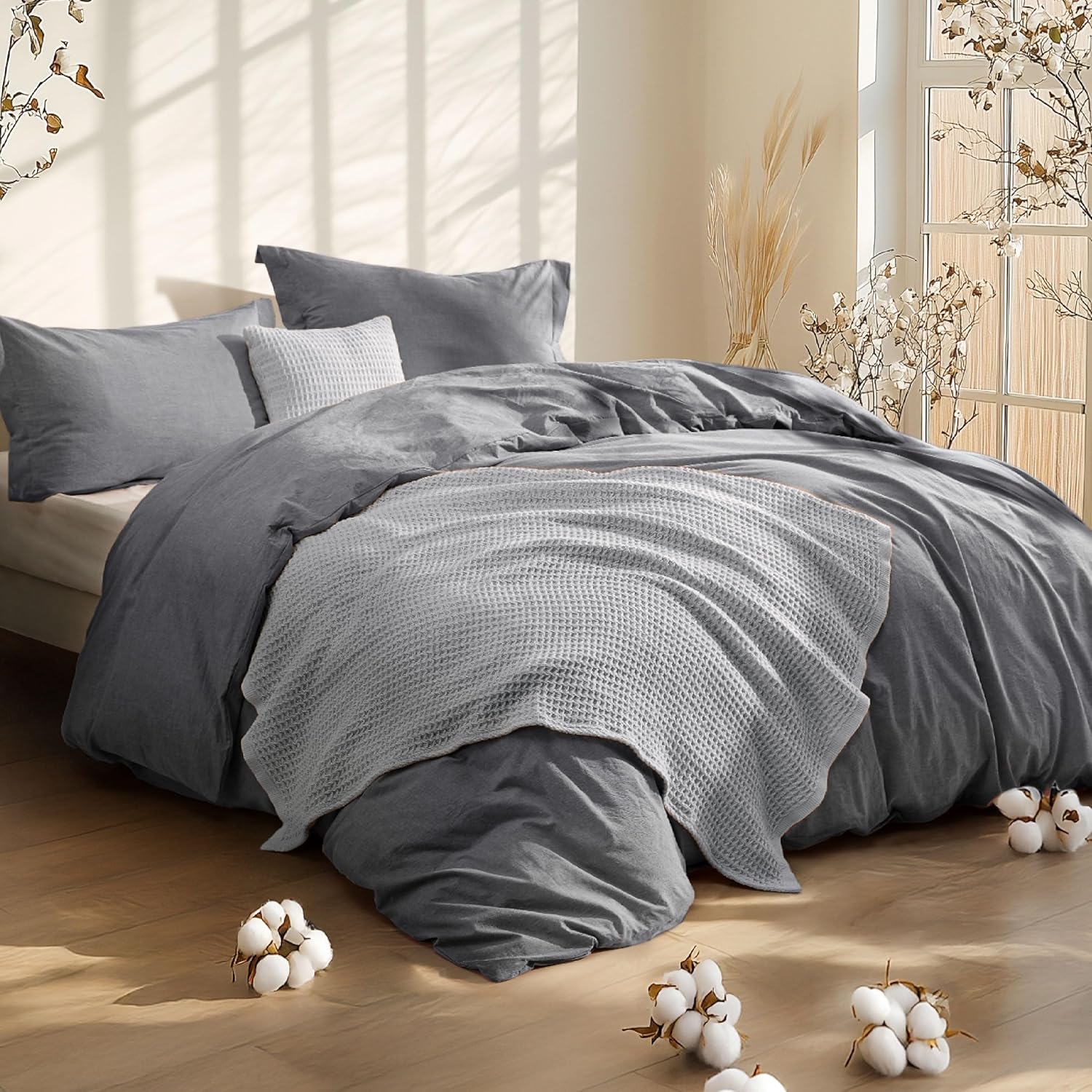 GentleSoft® 5 Piece Cotton Waffle Weave Bed-in-a-bag