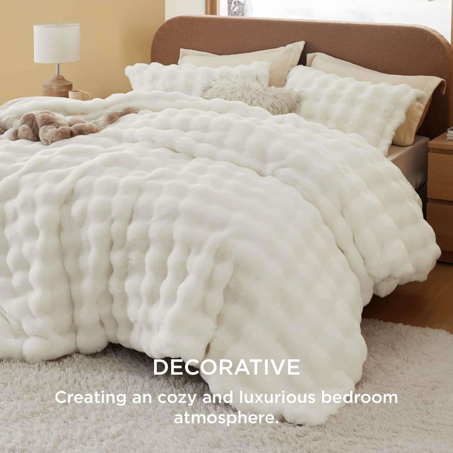 GentleSoft® Carved Faux Rabbit Fur Duvet Cover Set