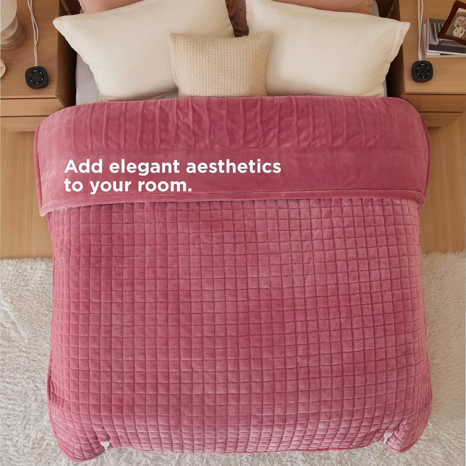GentleSoft® Quilted Sherpa Fleece Heated Blanket Grid