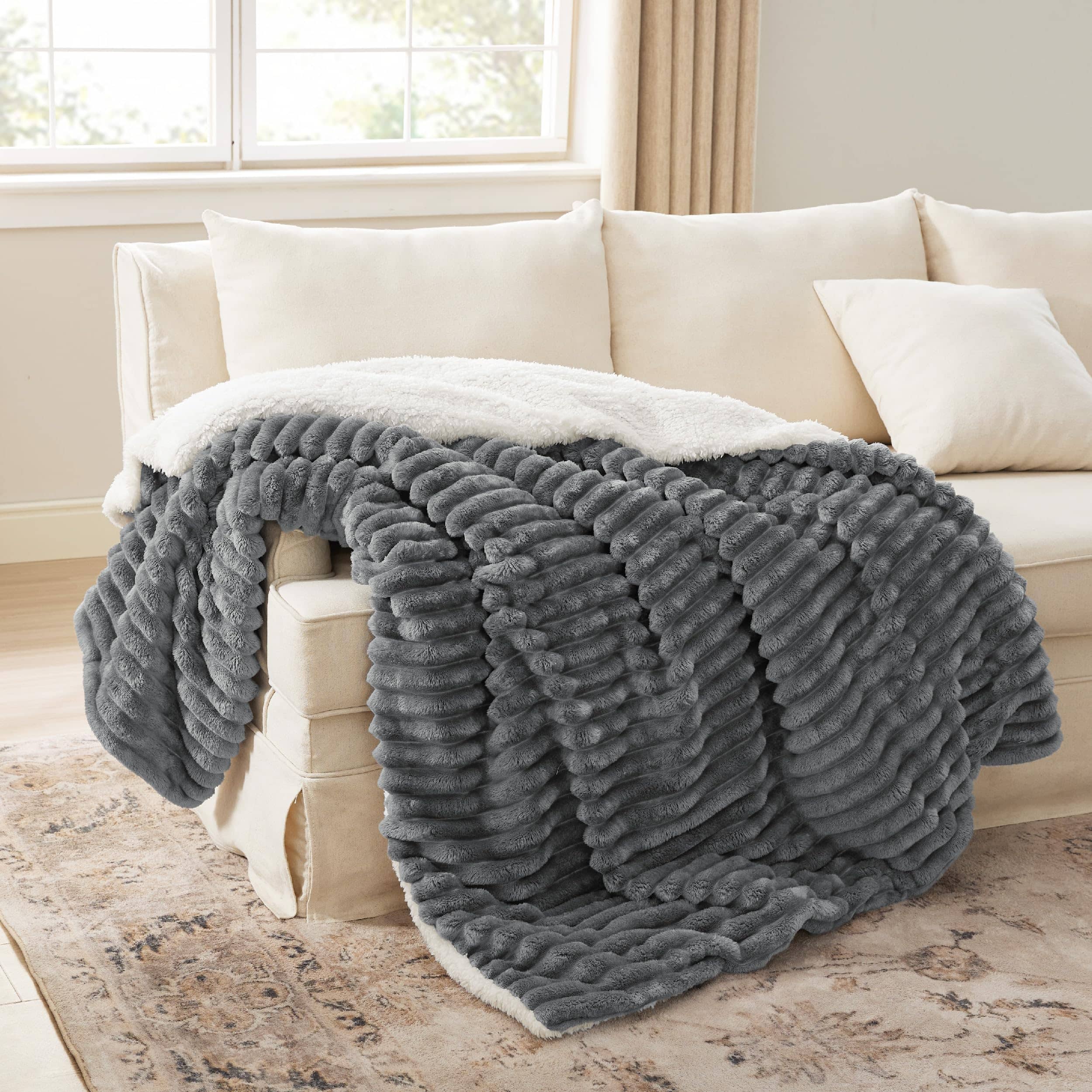 GentleSoft® Jacquard Stripes Shaggy Sherpa Blanket