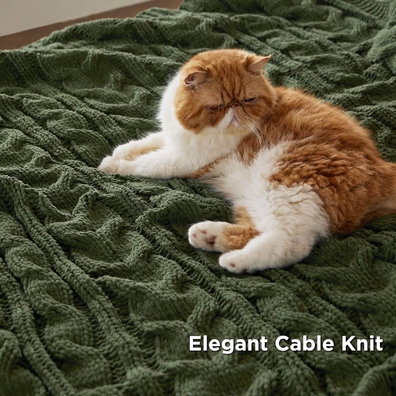 GentleSoft® Cable Chenille Chunky Knit Throw Blanket