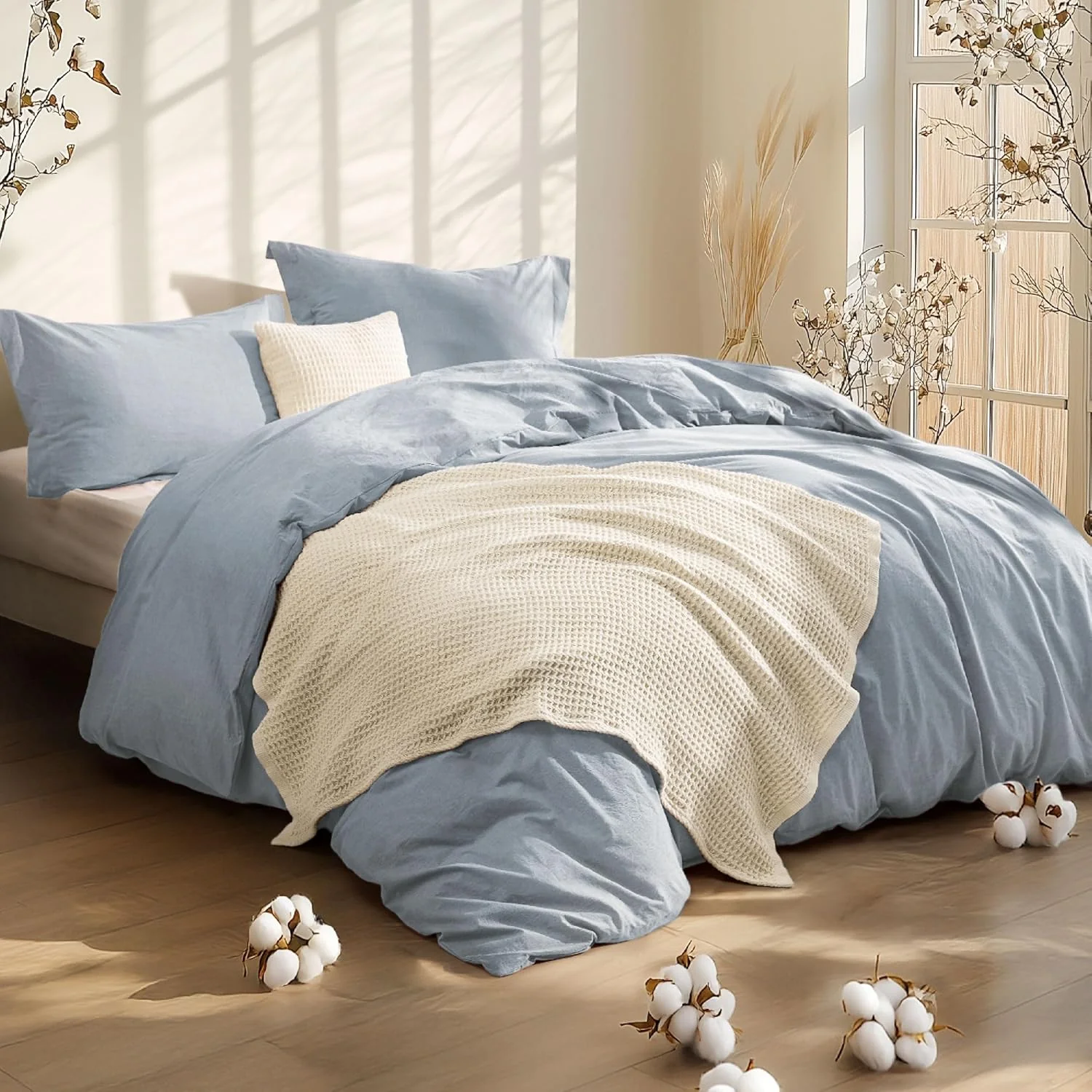GentleSoft® 5 Piece Cotton Waffle Weave Bed-in-a-bag