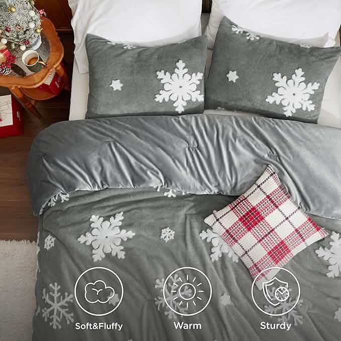 GentleSoft® Snowflake Comforter Set Grey