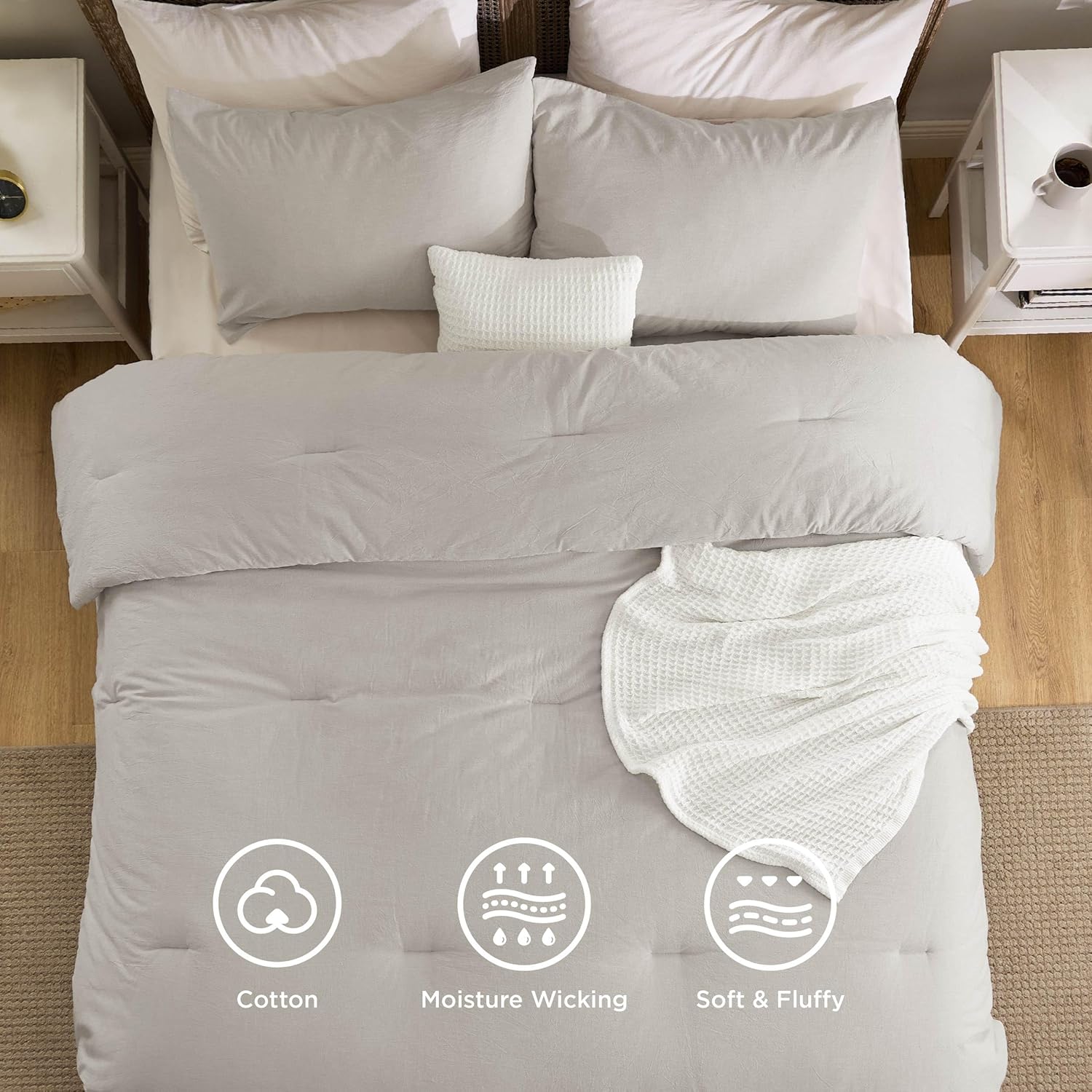 GentleSoft® 5 Piece Cotton Waffle Weave Bed-in-a-bag