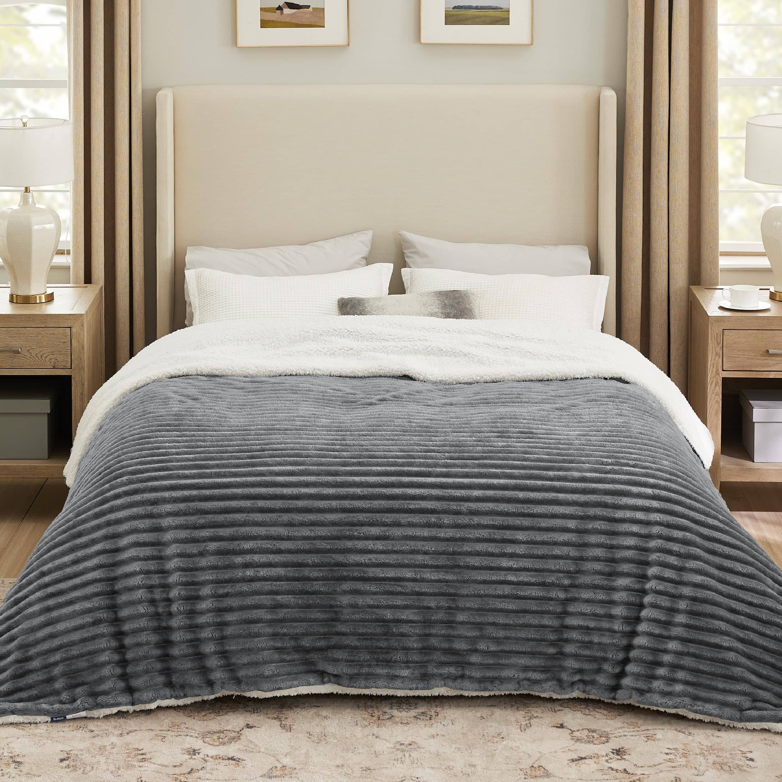 GentleSoft® Jacquard Stripes Shaggy Sherpa Blanket