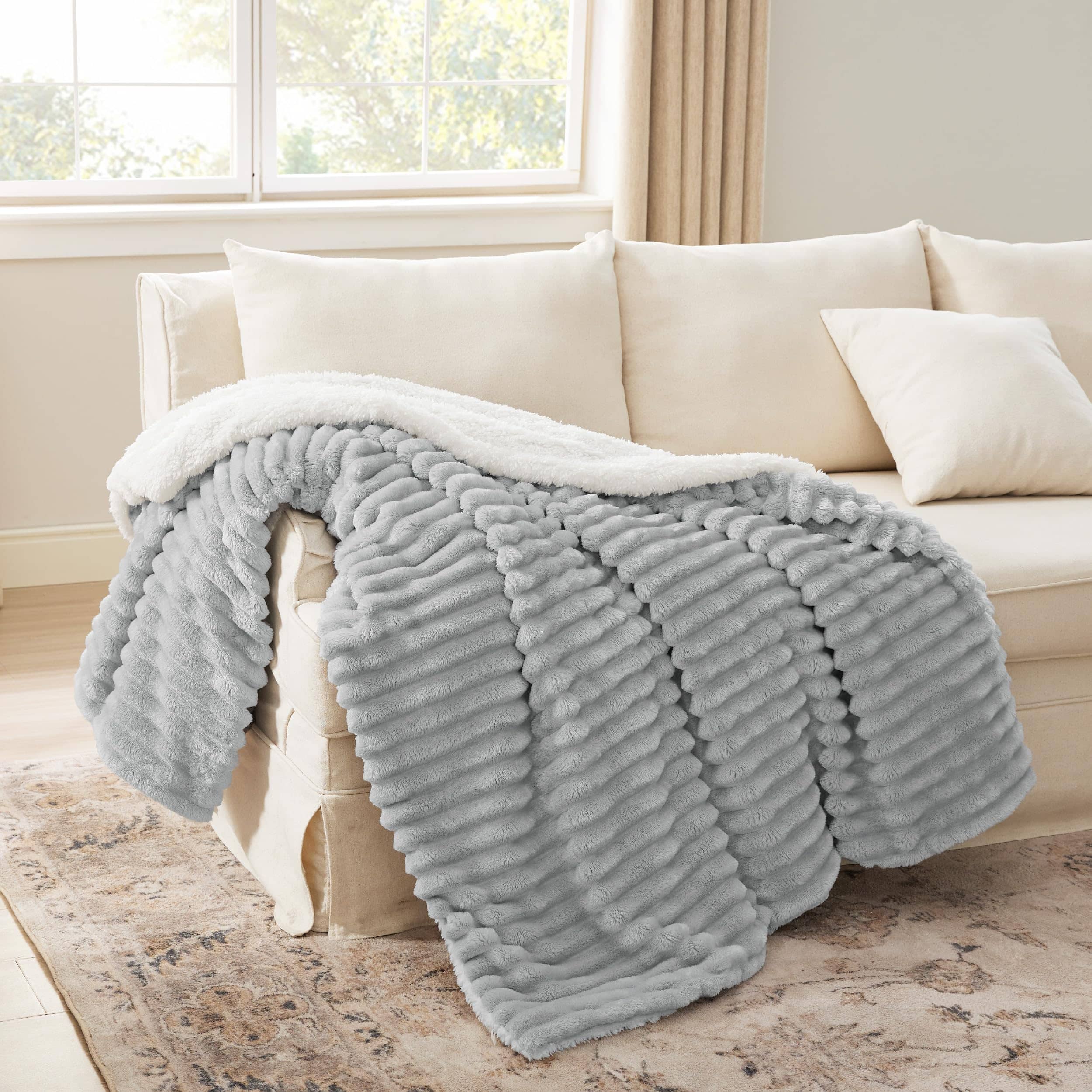 GentleSoft® Jacquard Stripes Shaggy Sherpa Blanket