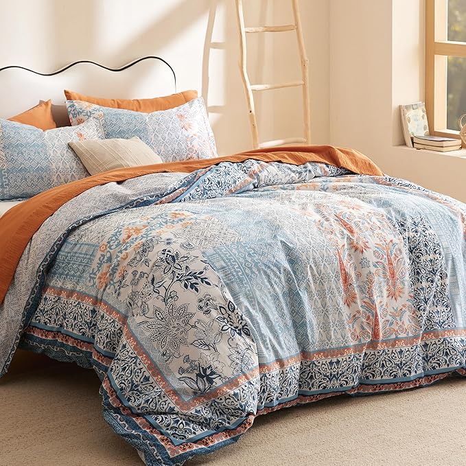 GentleSoft® 100% Cotton Reversible Floral Duvet Cover Set