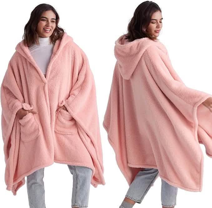 GentleSoft® Short Shaggy Shepa Hooded Wearable Blanket With Pockets