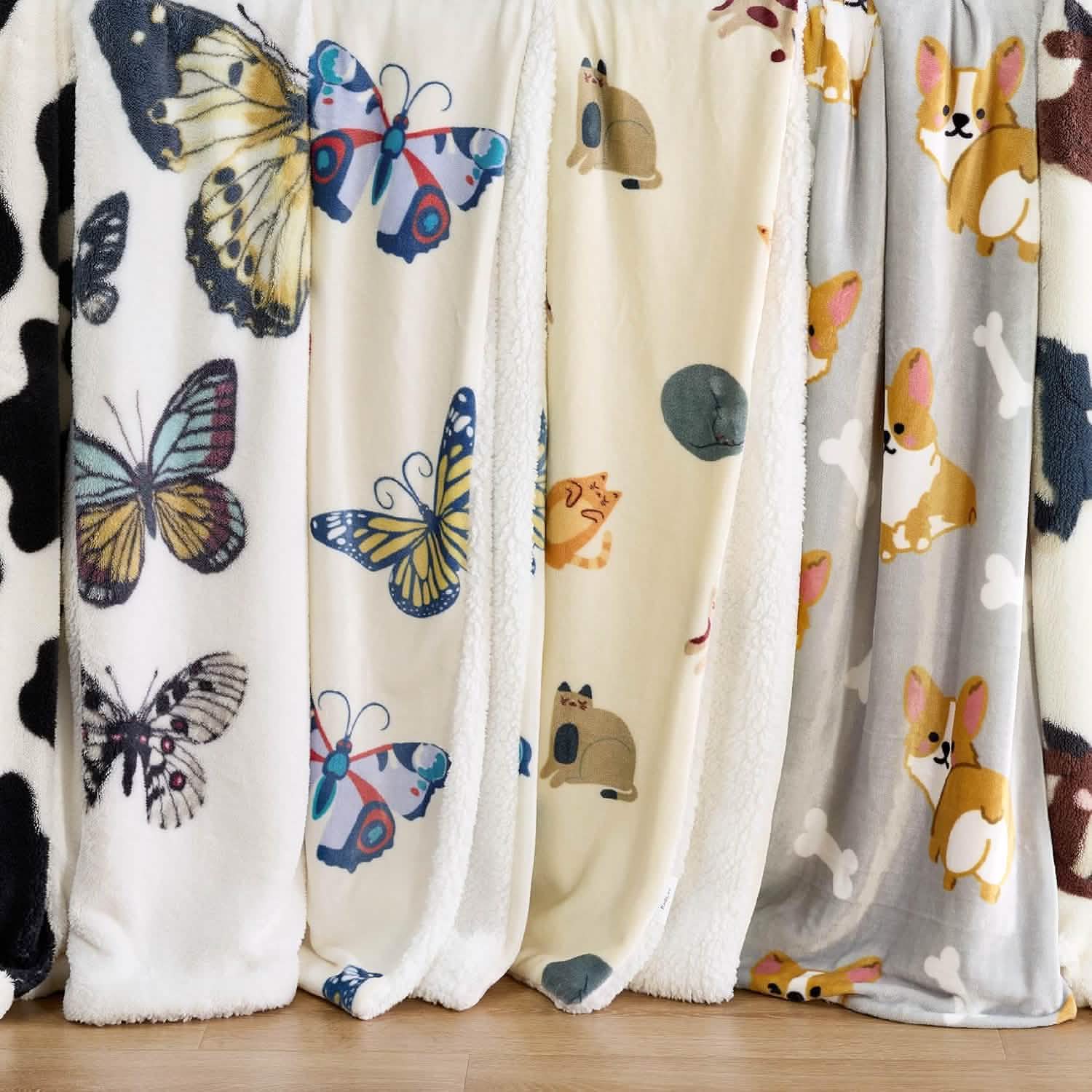 GentleSoft® Printed Throw Sherpa Blanket Print-cow