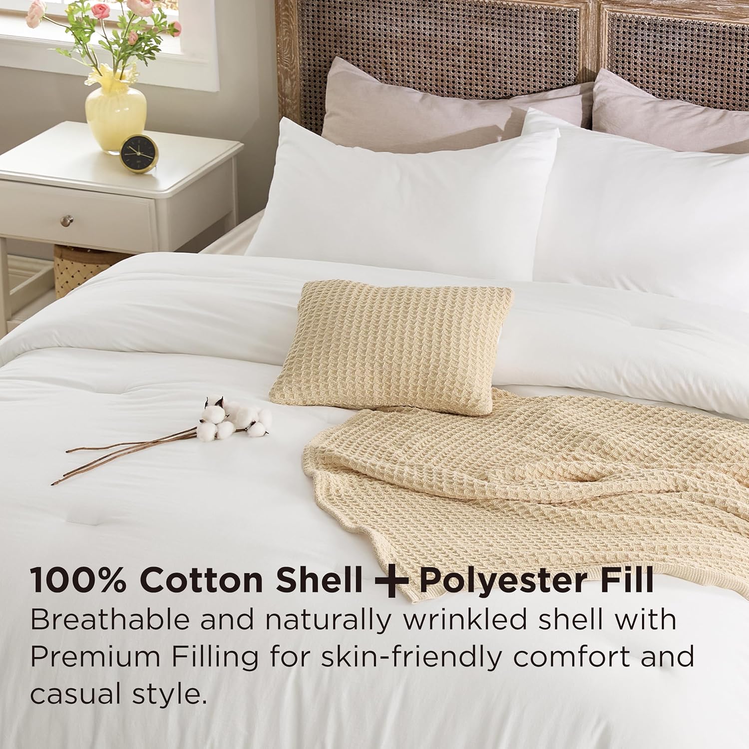 GentleSoft® 5 Piece Cotton Waffle Weave Bed-in-a-bag