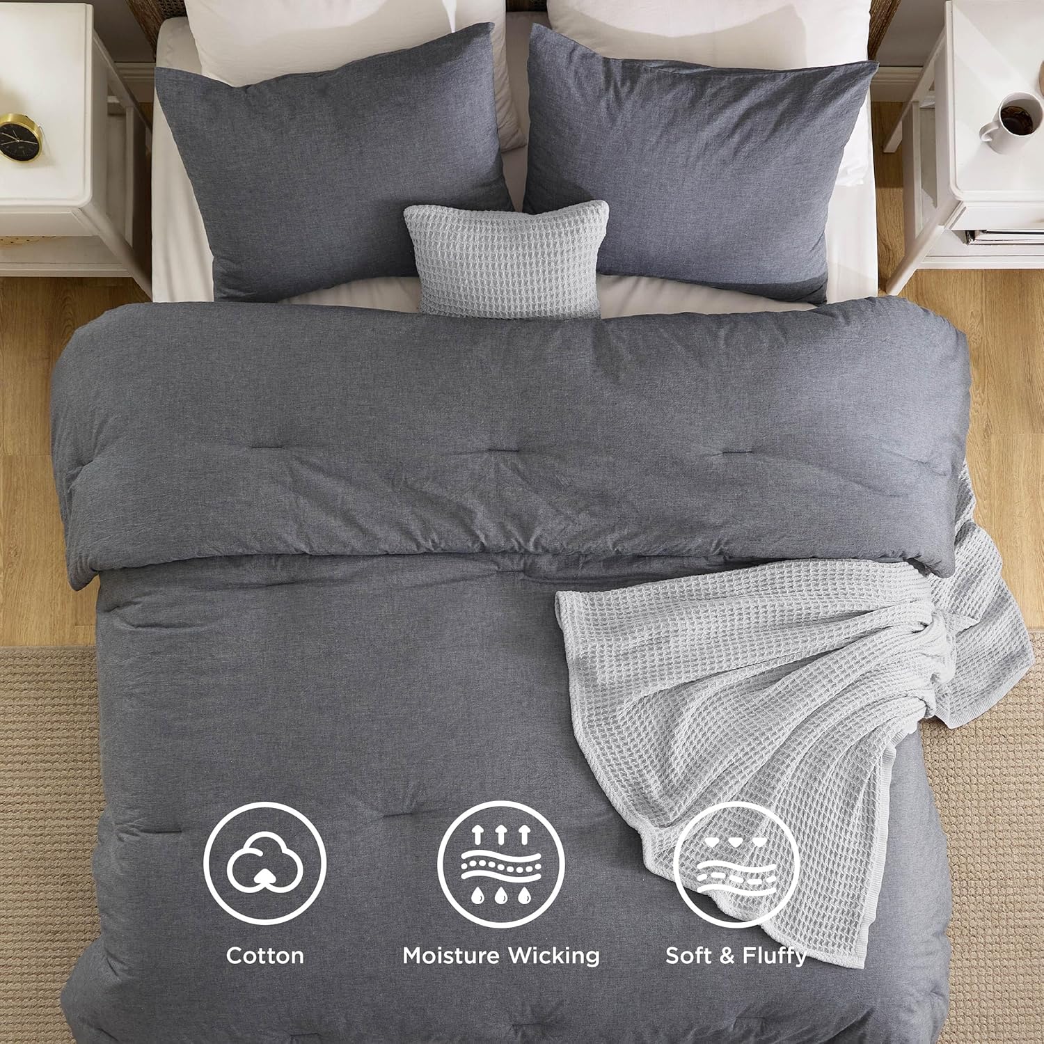 GentleSoft® 5 Piece Cotton Waffle Weave Bed-in-a-bag