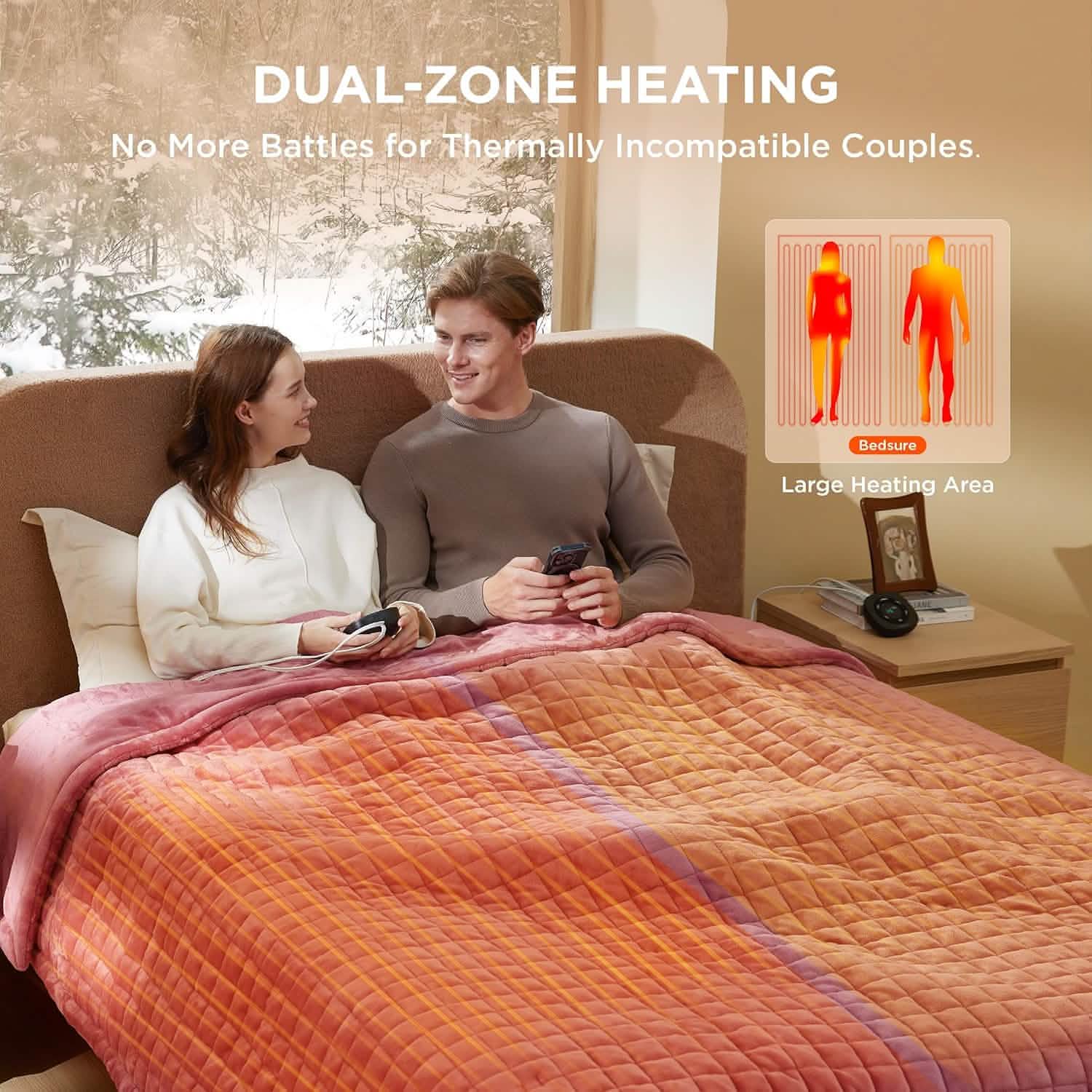 GentleSoft® Quilted Sherpa Fleece Heated Blanket Grid