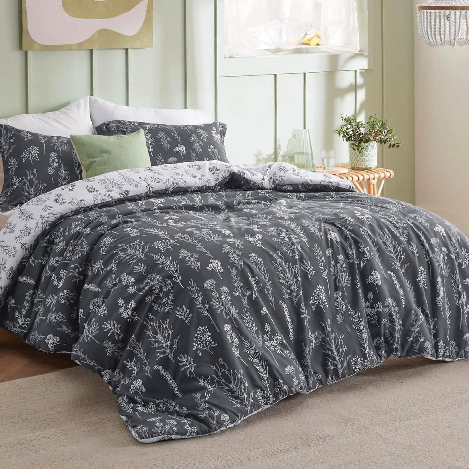 GentleSoft® Reversible Floral Print Duvet Cover Set