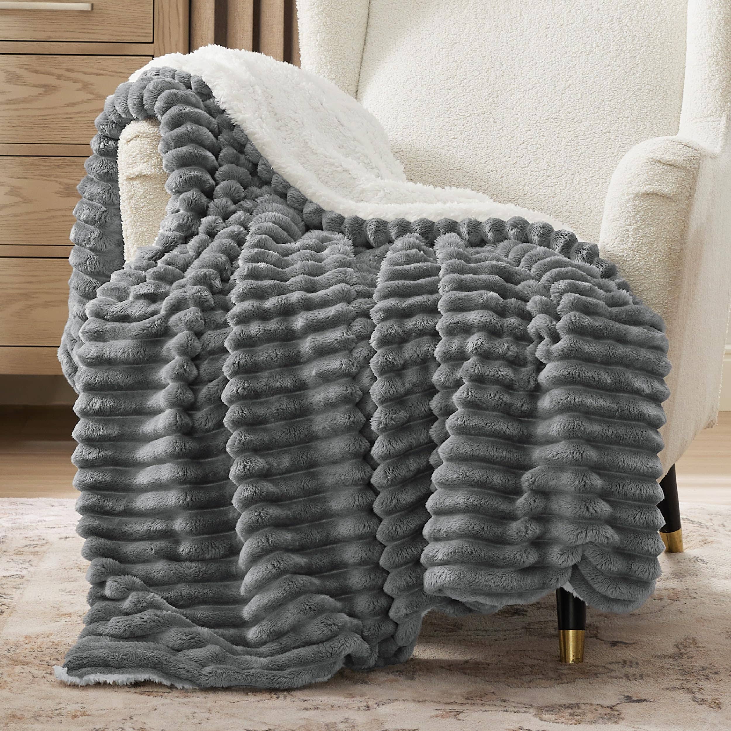 GentleSoft® Jacquard Stripes Shaggy Sherpa Blanket